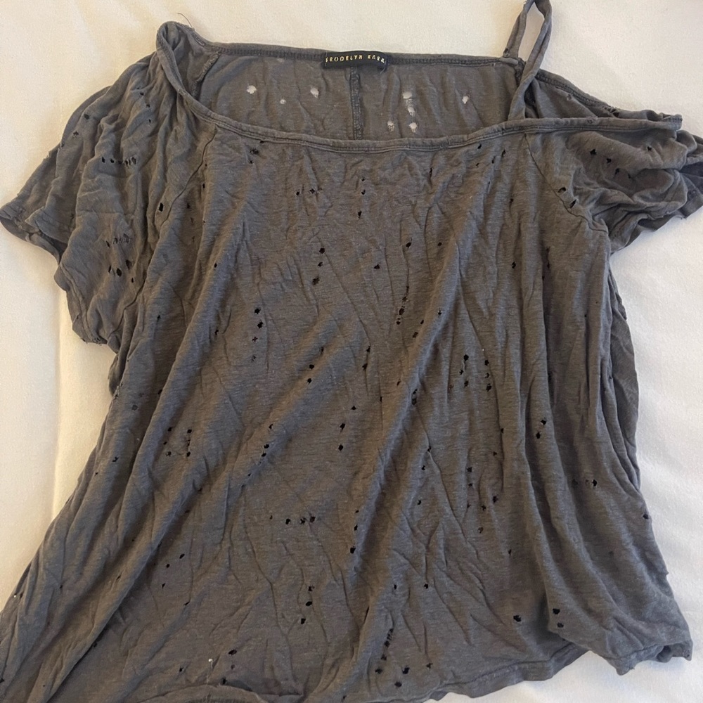 Grey distressed tee shirt
